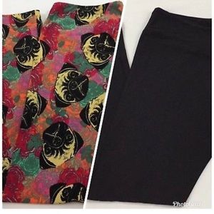 New Lularoe Pug & Solid Black TC Leggings
